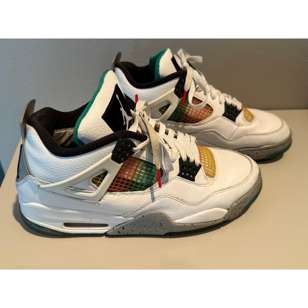 Jordan 4 Retro Green Rasta Size 10m 11.5w AQ9129-100 Rare grail